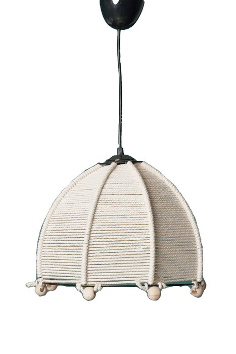 Opviq Lámpara de araña Modiste con cuerpo metálico y tapa de macramé blanca Opviq Lámpara de araña Modiste con cuerpo metálico y tapa de macramé blanca